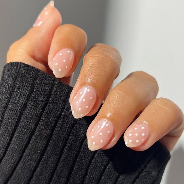Minimalist White Dot Short Oval Nails — Classy Basic Nails