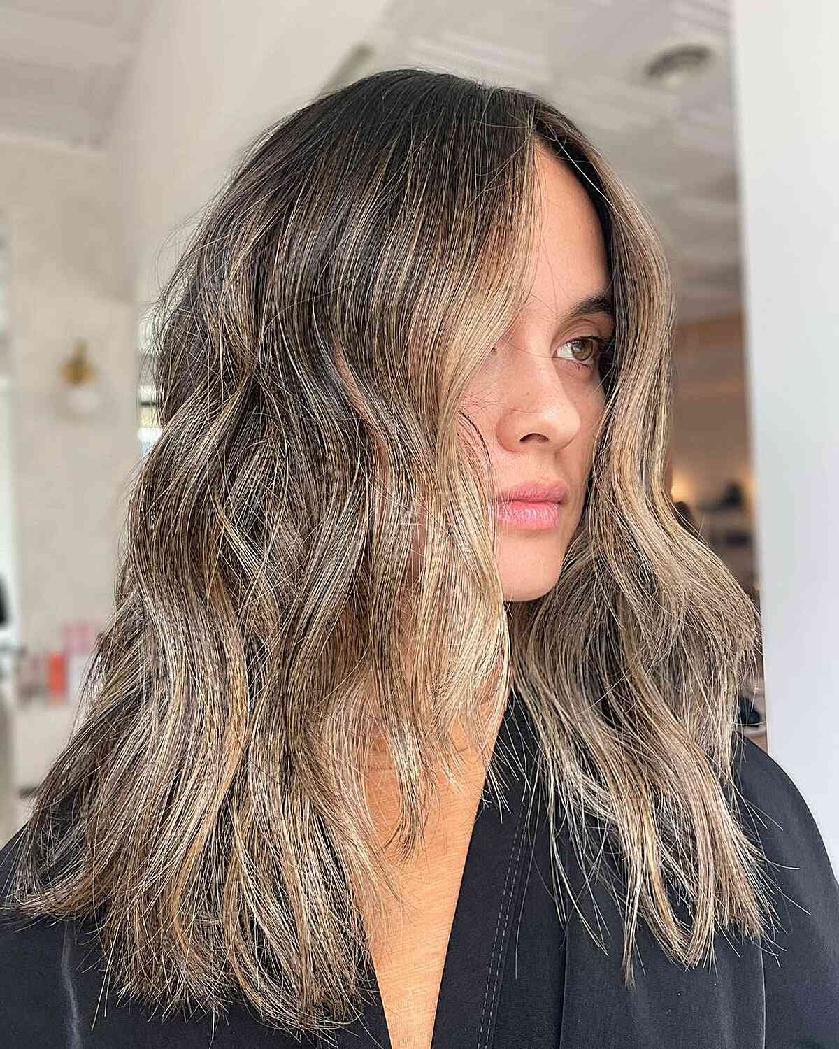 Tousled Beach Waves with a Black Robe and Showcasing Her Loose — Classy Beach Waves