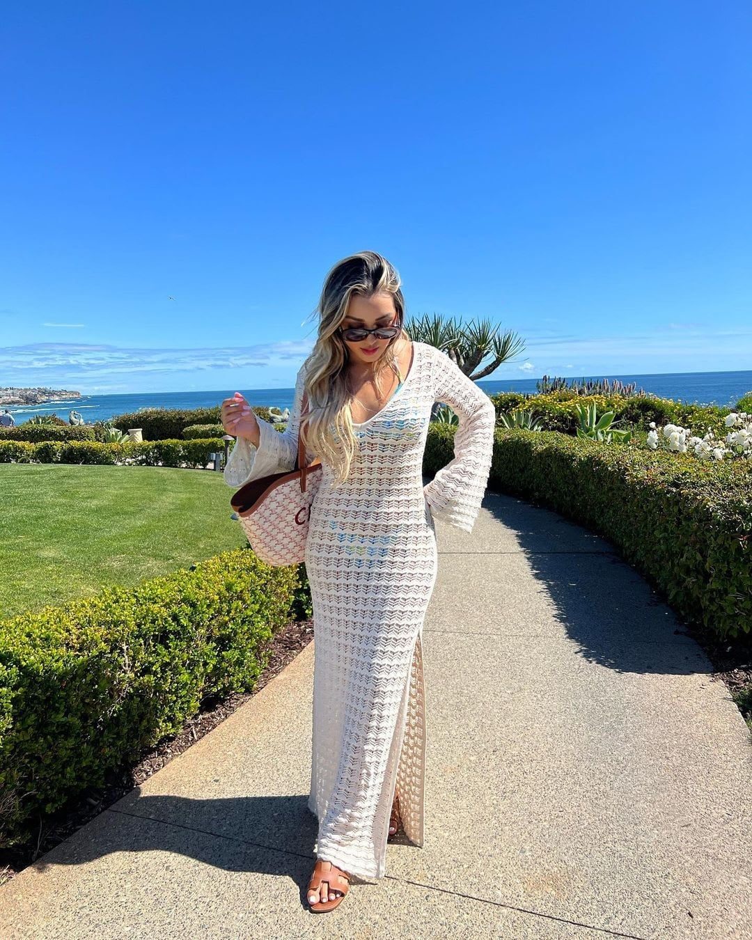 Crochet Maxi Dress Over Bikini with Beach Waves — Classy Beach Waves