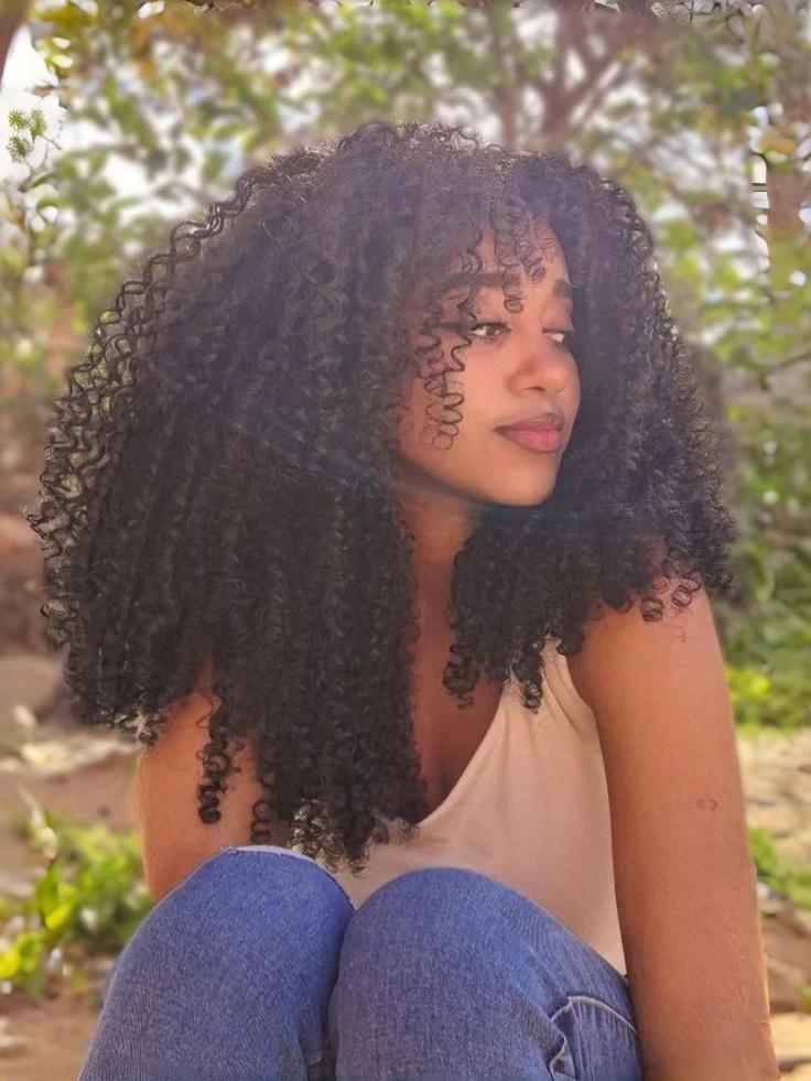 Shoulder Length Curls With Middle Part — Classy Black Curly Hair