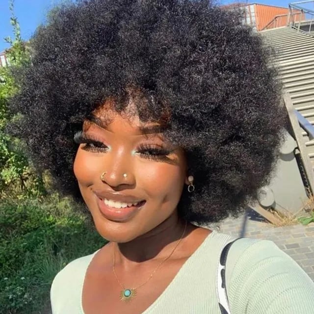 Afro With Wispy Bangs — Classy Black Curly Hair