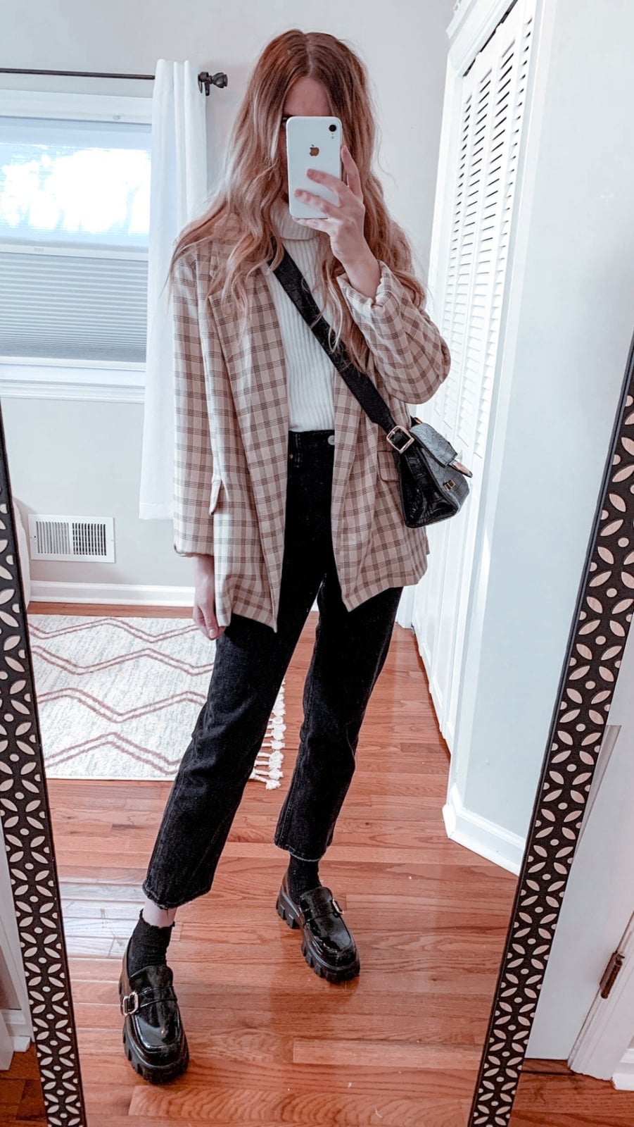 Straight Leg Black Jeans with a Plaid Blazer and Wool Blend Straight Leg Black Jeans with a Plaid Blazer and Wool Blend — Classy Black Jeans Outfits