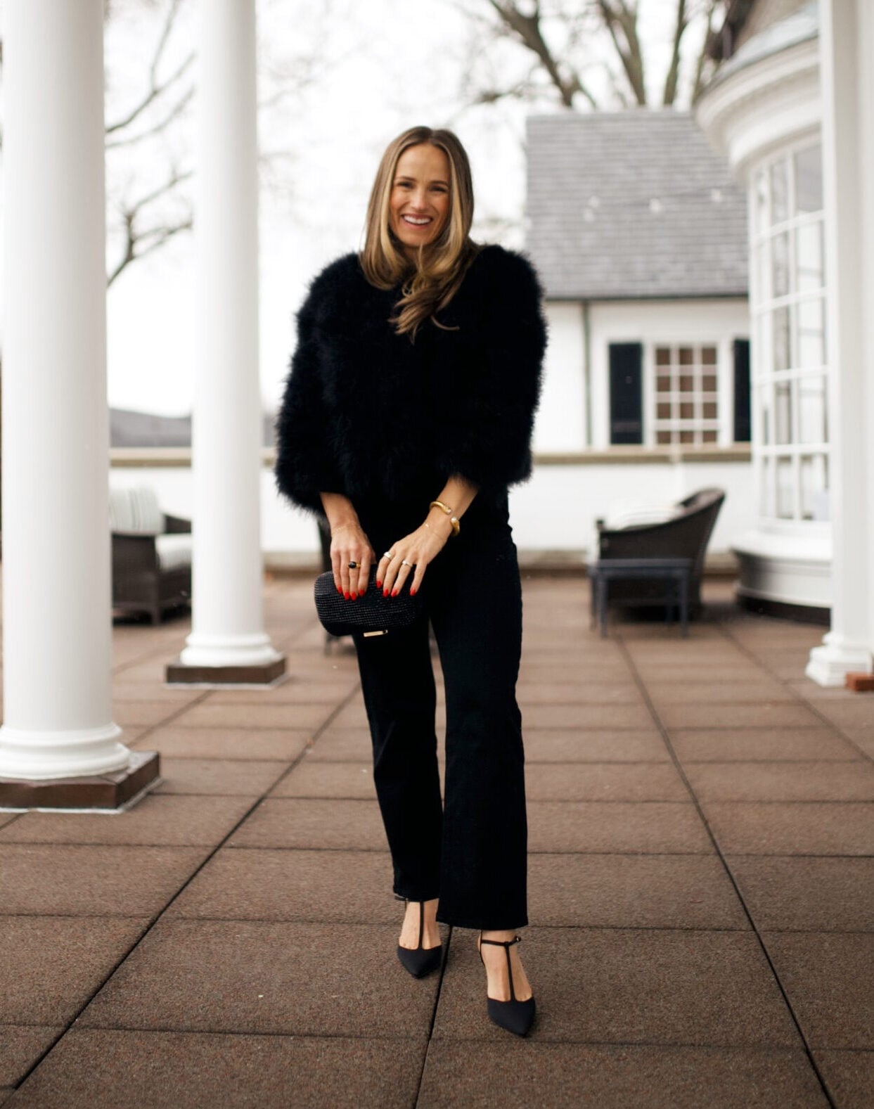 Black Wide Leg Jeans and a Fuzzy Feathered Sweater Black Wide Leg Jeans and a Fuzzy Feathered Sweater — Classy Black Jeans Outfits