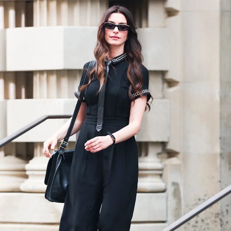 Short-Sleeved Jumpsuit With Studded Collar — Classy Black Jumpsuit Outfit