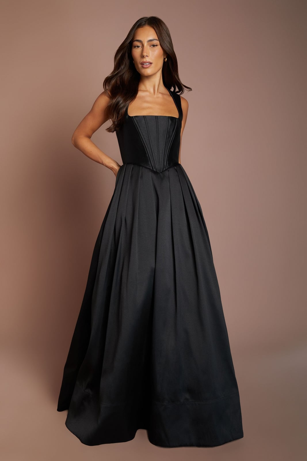 Velvet Corset Top with Full Satin Skirt — Classy Black Tie Outfits