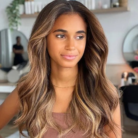Golden Blonde Highlights On Dark Base With Bangs Golden Blonde Highlights On Dark Base With Bangs — Classy Blonde Highlights