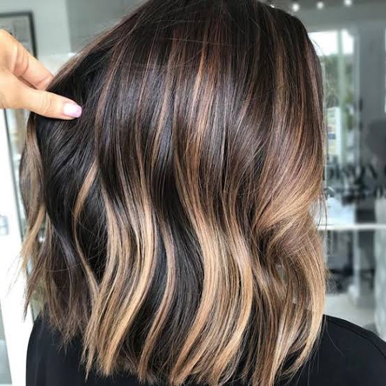 Collarbone Length With Dimensional Highlights — Classy Blonde Highlights on Dark Hair