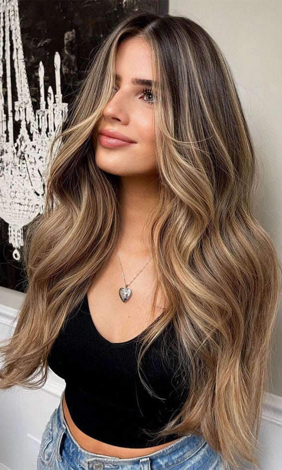 Collarbone Cut With Face-Framing Blonde Highlights — Classy Blonde Highlights on Dark Hair