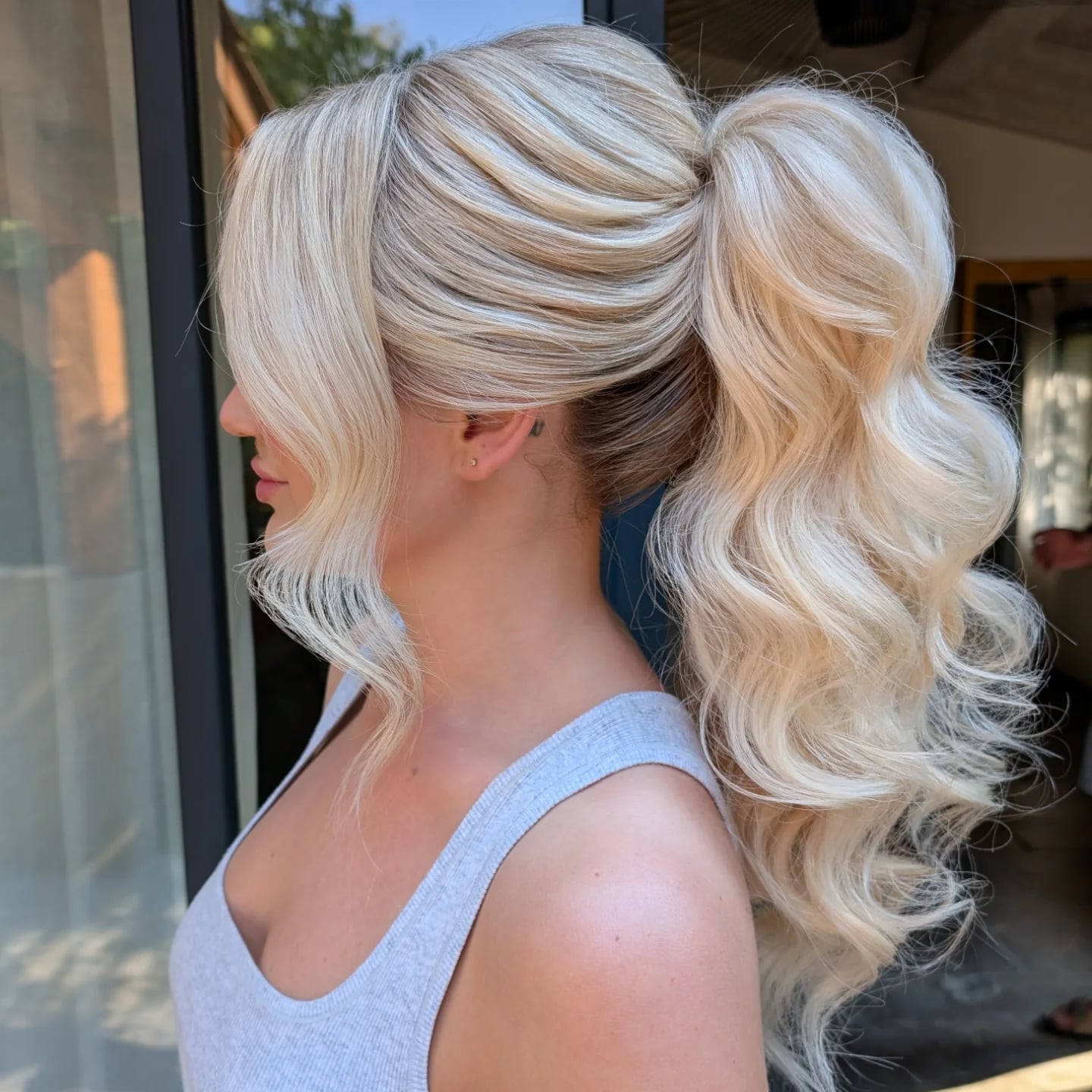 Sleek High Platinum Blonde Ponytail Sleek High Platinum Blonde Ponytail — Classy Blonde Ponytail