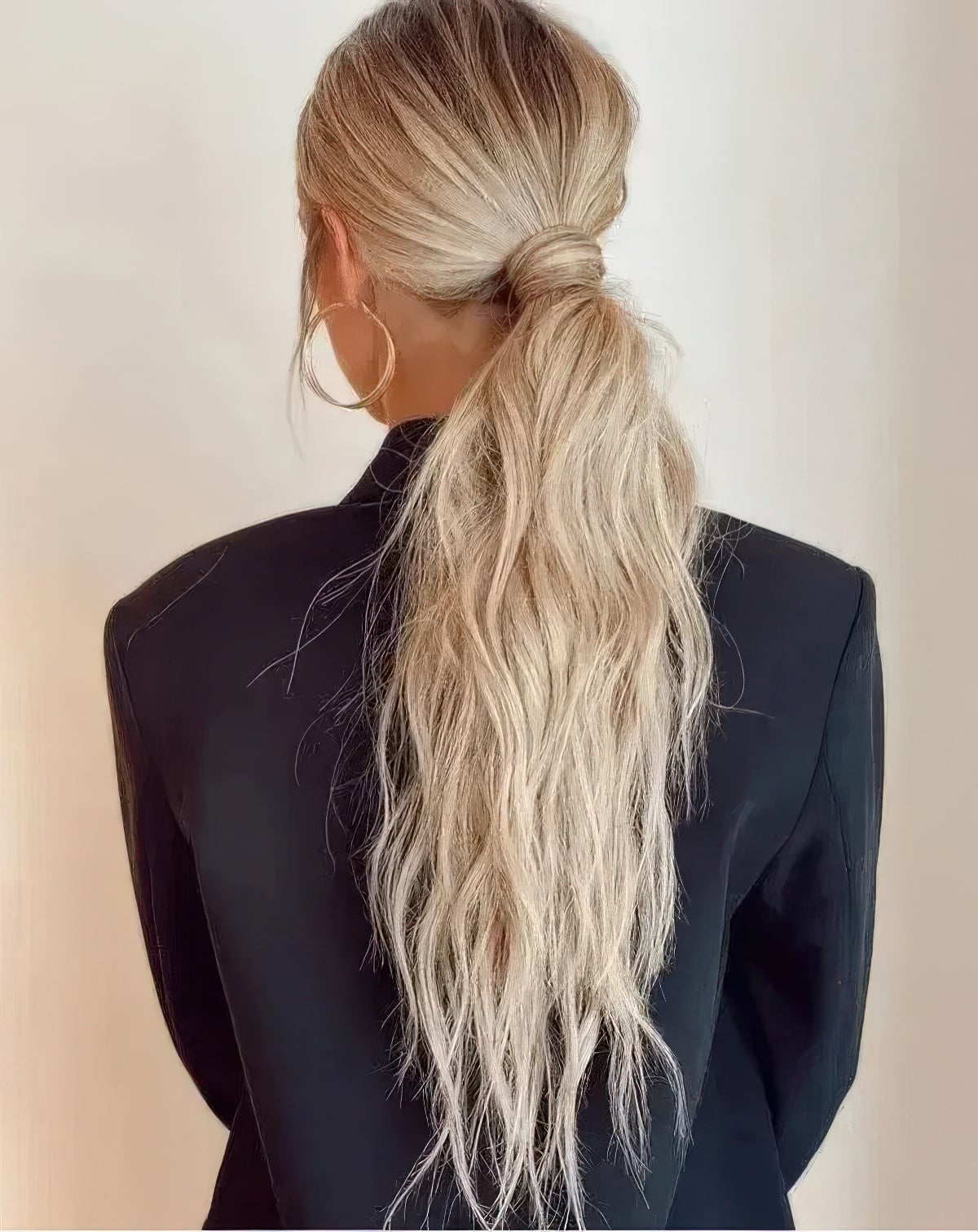 Sleek Ash Blonde Ponytail With Root Shadow Sleek Ash Blonde Ponytail With Root Shadow — Classy Blonde Ponytail