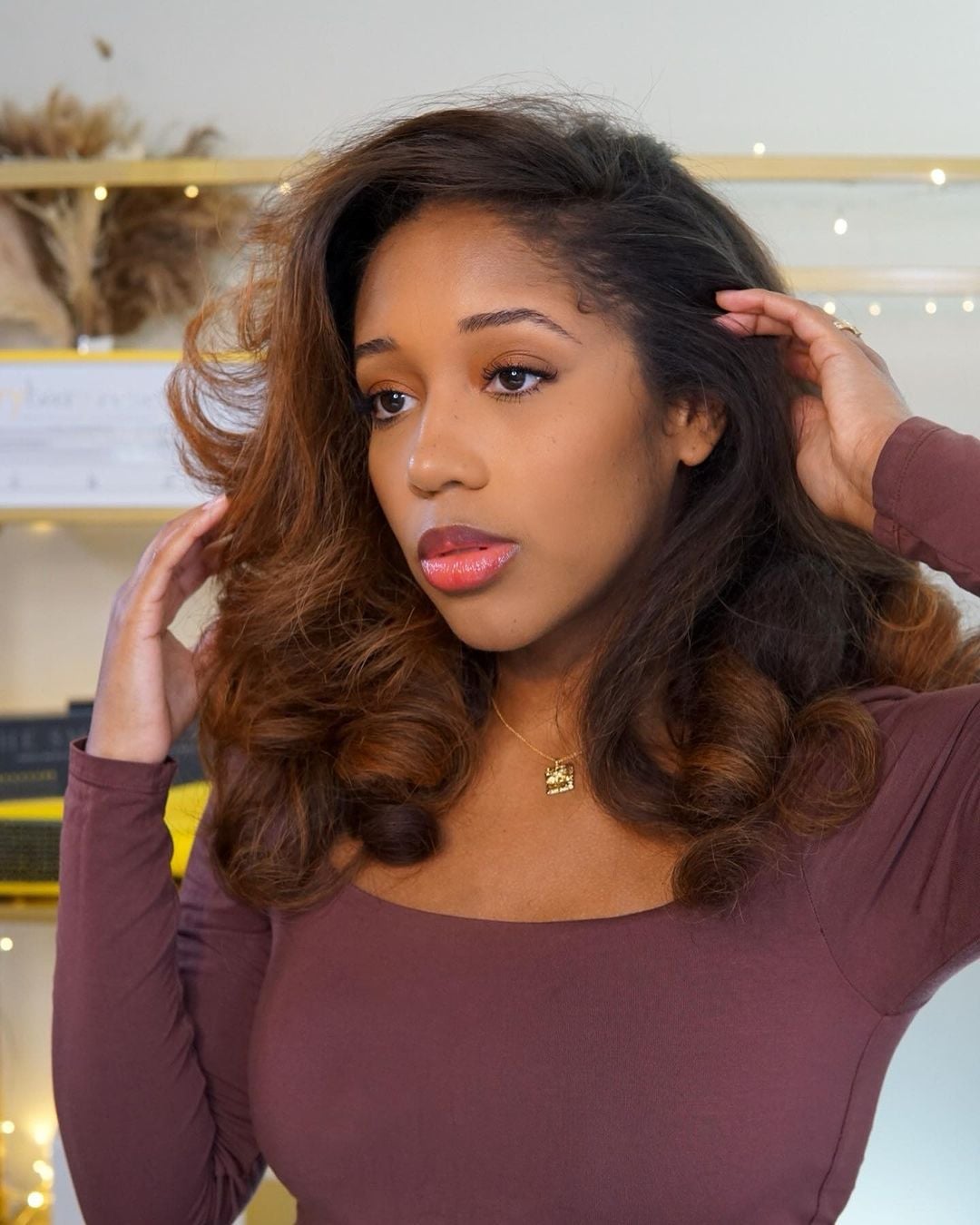 Collarbone Balayage Blowout — Classy Blowout Hairstyles Black Women
