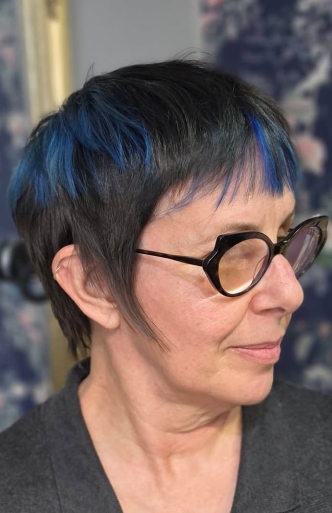 Short Pixie With Vibrant Blue Highlights Short Pixie With Vibrant Blue Highlights — Classy Blue Highlights