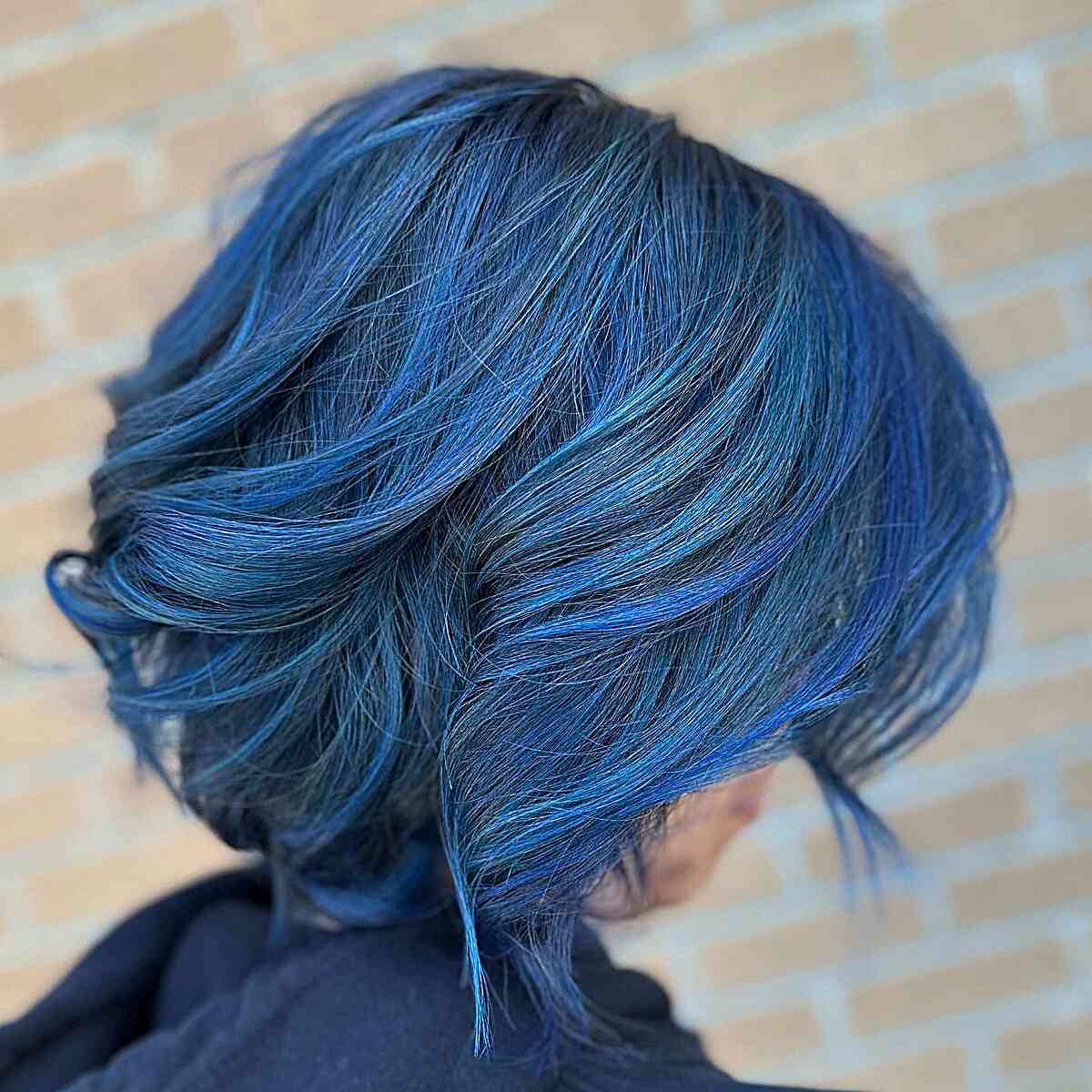 Chin Length Bob With Blue Highlights and Lowlights Chin Length Bob With Blue Highlights and Lowlights — Classy Blue Highlights