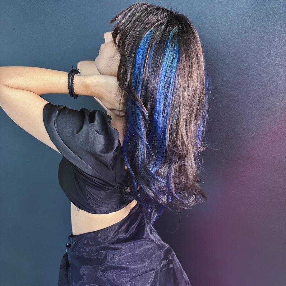 Shoulder Length Layers With Vivid Blue Highlights Shoulder Length Layers With Vivid Blue Highlights — Classy Blue Highlights