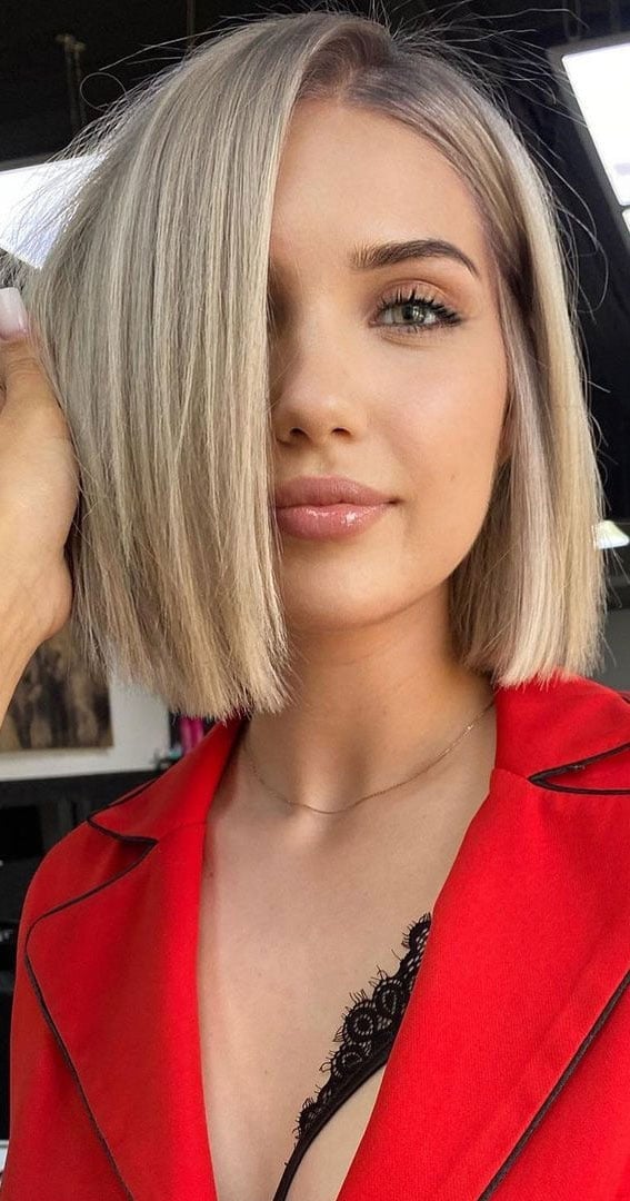 Chin Length Dirty Blonde Blunt Bob — Classy Bob Hair