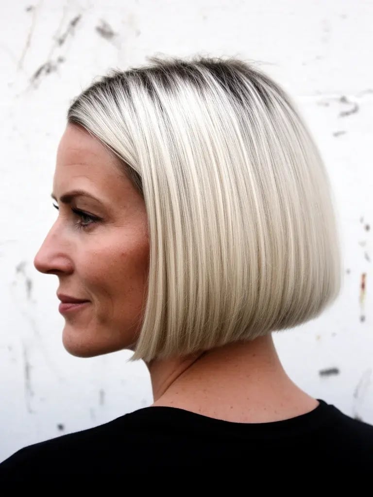 Chin Length Platinum Blonde Blunt Bob, Straight — Classy Bob Hair
