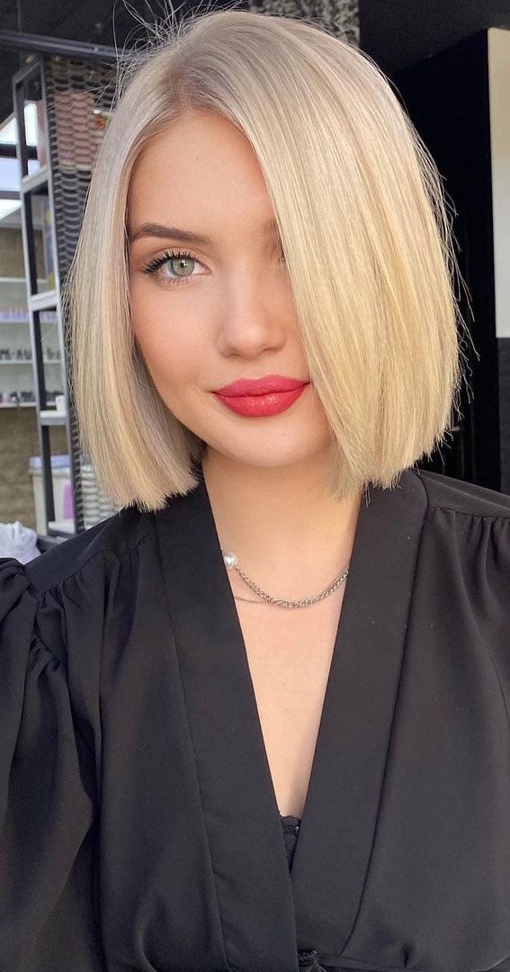 Collarbone Blunt Bob With Side-Swept Bangs — Classy Bob Hair