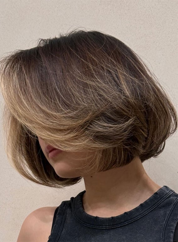 Collarbone Bob With Curtain Bangs Dimension — Classy Bob Hair
