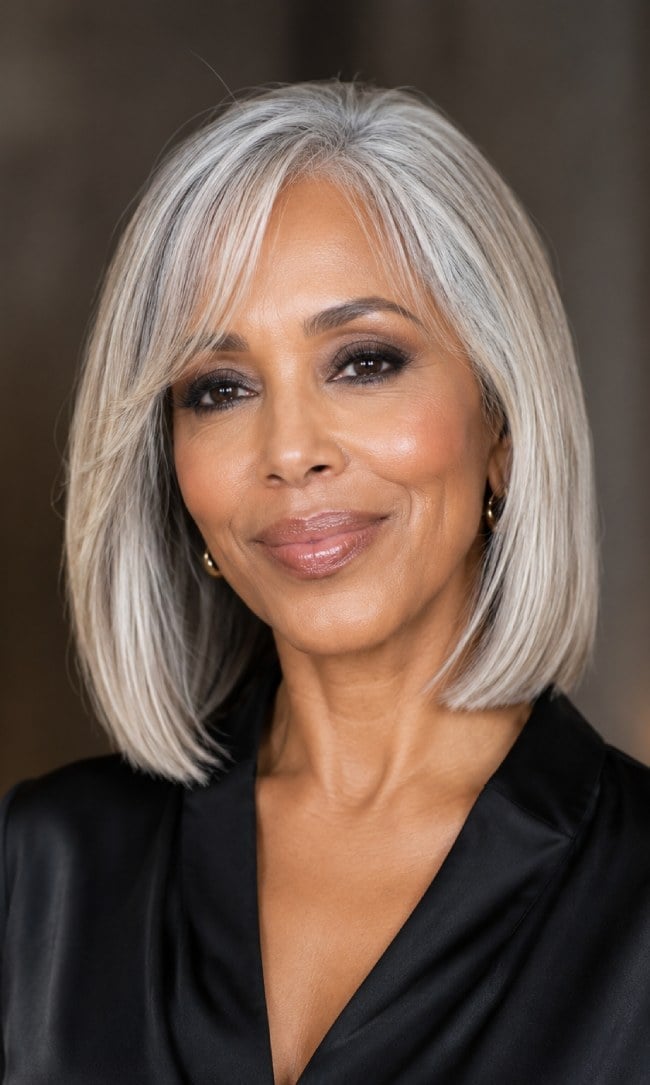Chin Length Silver Grey Bob — Classy Bob Hair