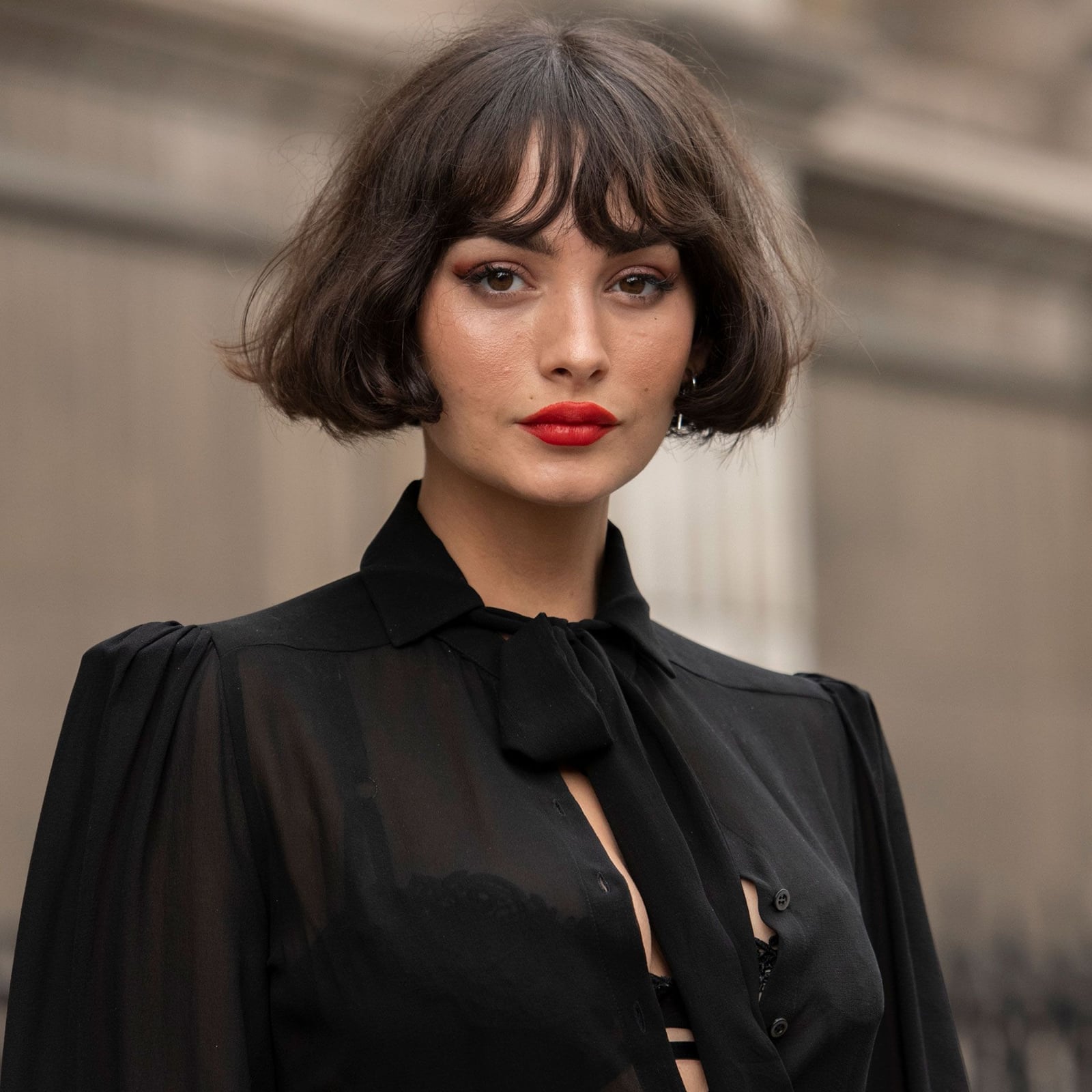 Dark Brown Blunt Bob With Micro Bangs — Classy Bob Haircuts for Fine Hair