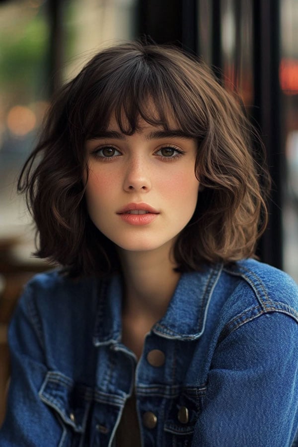 Chin Length Blunt Bob With Full Bangs and Presented In A Front View — Classy Bob Haircuts with Bangs