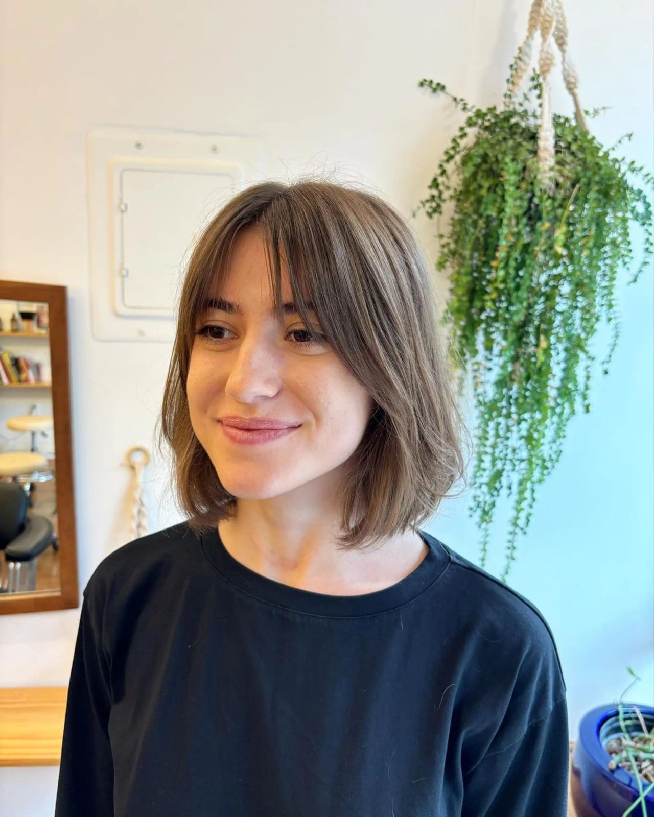 Chin Length Sleek Bob With Glossy Finish — Classy Bob Haircuts with Bangs