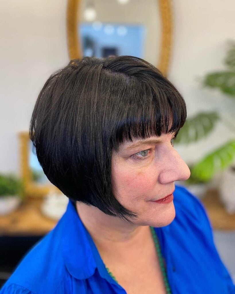 Chin Length Bob With Blunt Bangs, Light Blonde — Classy Bob Haircuts with Bangs