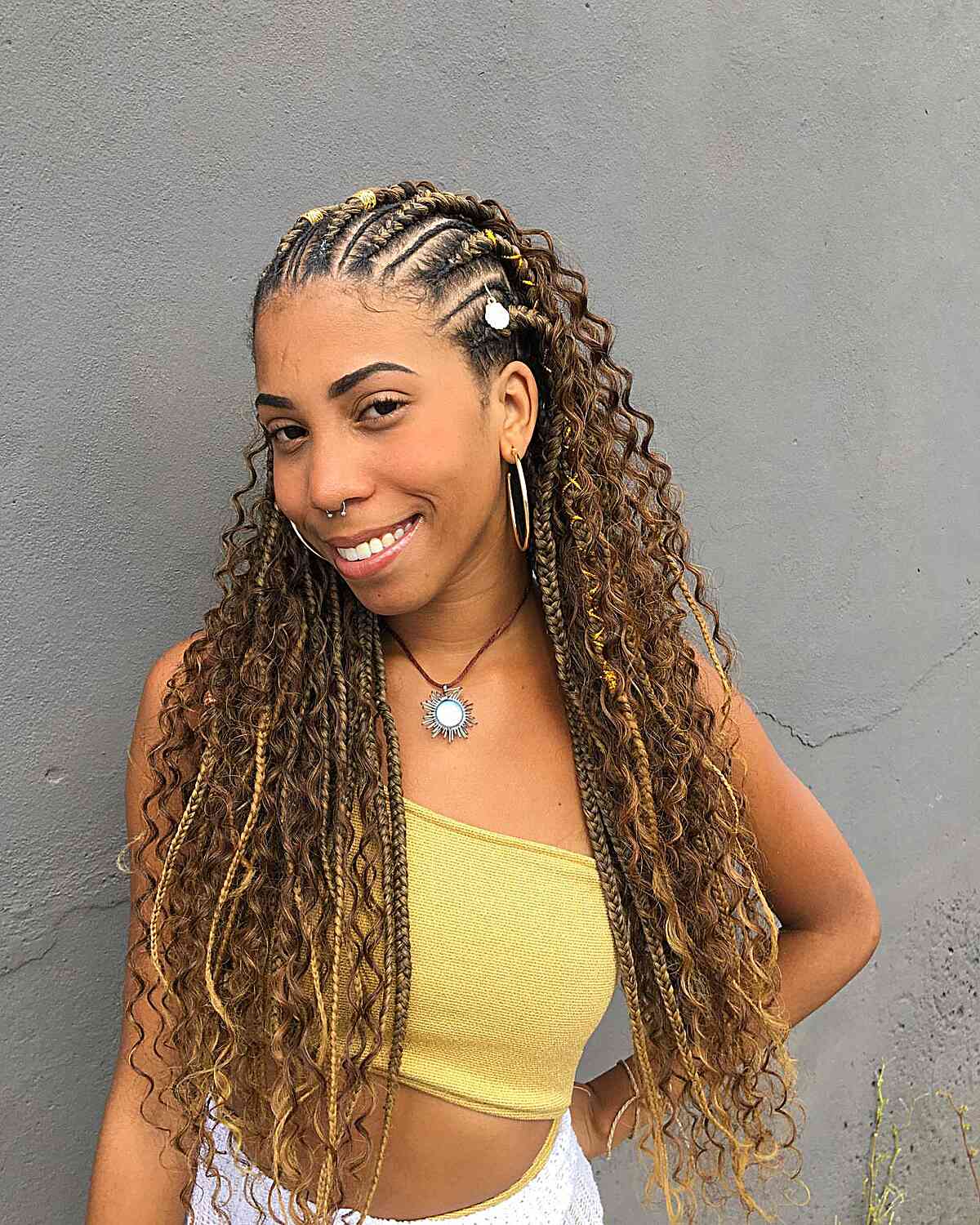 Medium Brown Blonde Highlights Boho Braids Medium Brown Blonde Highlights Boho Braids — Classy Boho Knotless Braids