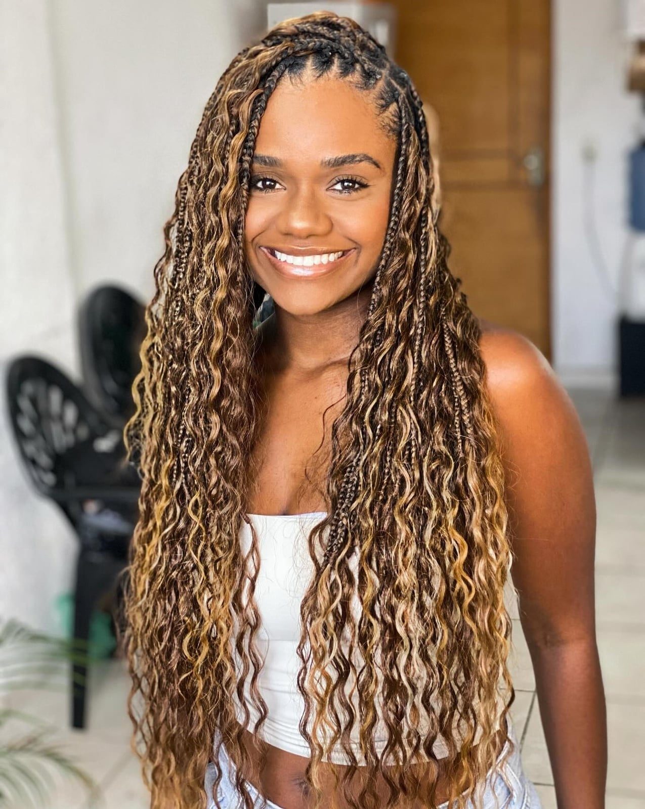 Long Wavy Knotless Braids With Side Bang Long Wavy Knotless Braids With Side Bang — Classy Boho Knotless Braids