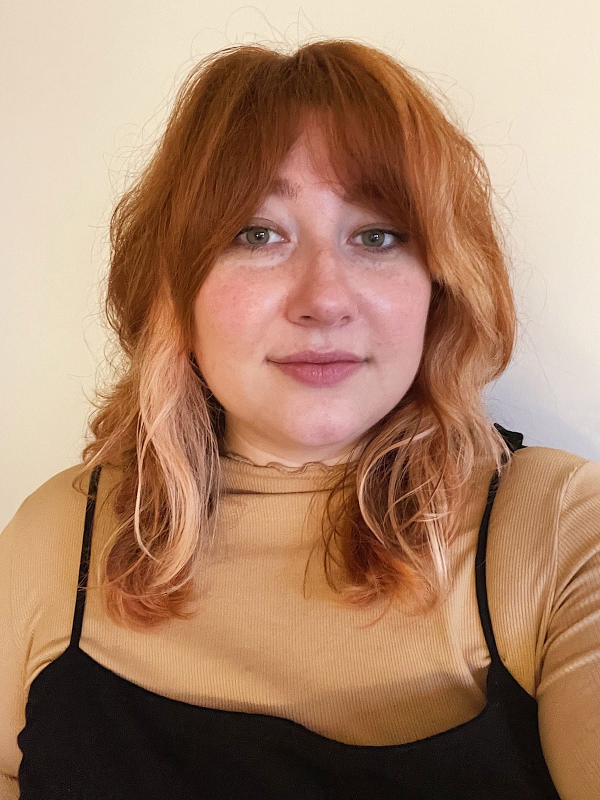 Collarbone Copper With Air-Dried Bottleneck Bangs — Classy Bottleneck Bangs
