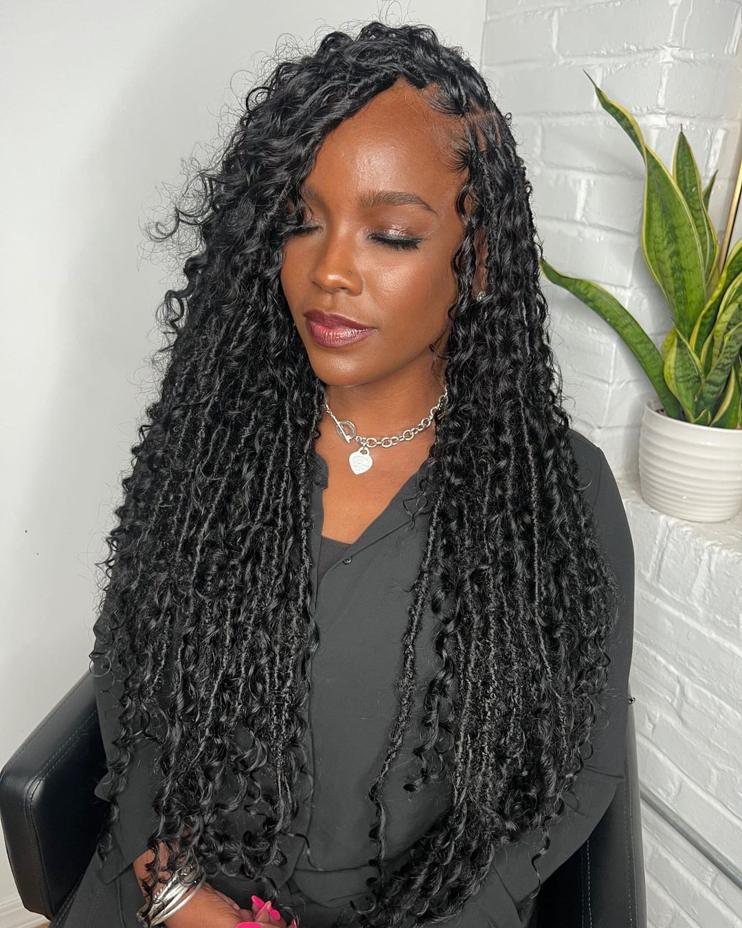 Voluminous Curly Black Faux Locs — Classy Braided Styles