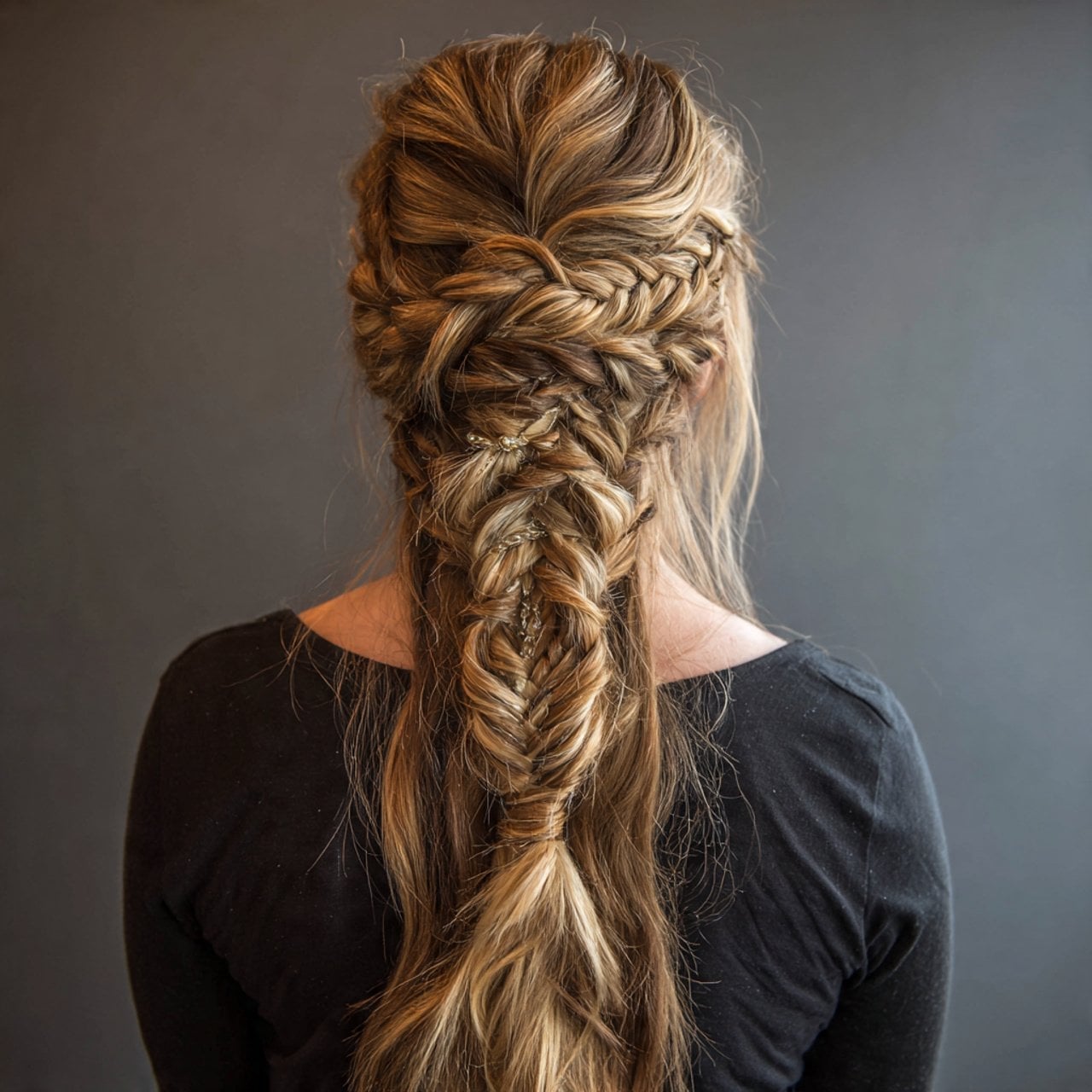 Wavy Blonde And Brown Braided Updo Wavy Blonde And Brown Braided Updo — Classy Braiding Hair