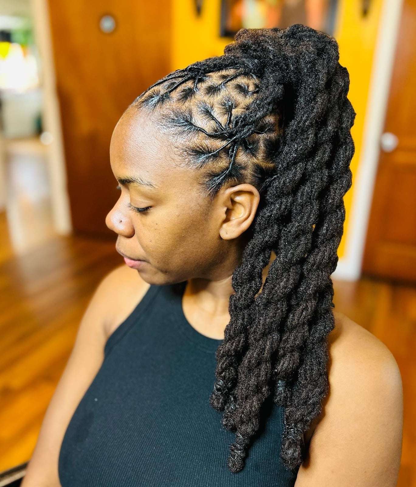 Mid-Back Braided Locs Ponytail With Scalp Braids Mid-Back Braided Locs Ponytail With Scalp Braids — Classy Braids Locs