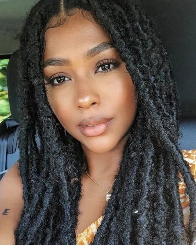 Neat Shoulder-Length Faux Locs With Burgundy Neat Shoulder-Length Faux Locs With Burgundy — Classy Braids Locs
