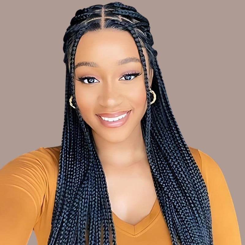 Long Dark Brown Neat Box Braids — Classy Braids Styles