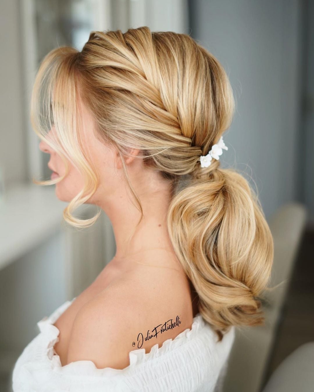 Blonde Collarbone Ponytail With Braid — Classy Bridesmaid Ponytail