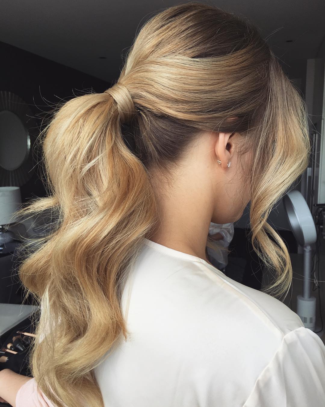 Golden Blonde Low Ponytail With Wrapped Base — Classy Bridesmaid Ponytail