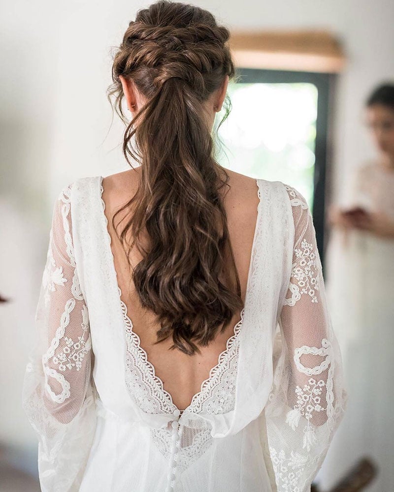 Dark Brown Voluminous Wavy Ponytail — Classy Bridesmaid Ponytail