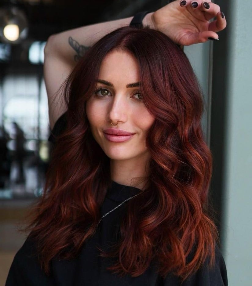 Collarbone Bright Red With Subtle Highlights and Creating Dimension — Classy Bright Red Hair