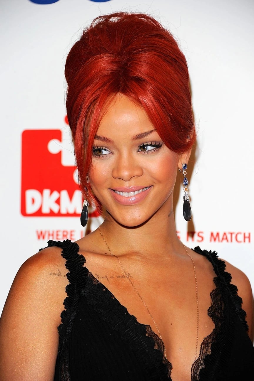 Voluminous Mid-Back Red Updo — Classy Bright Red Hair