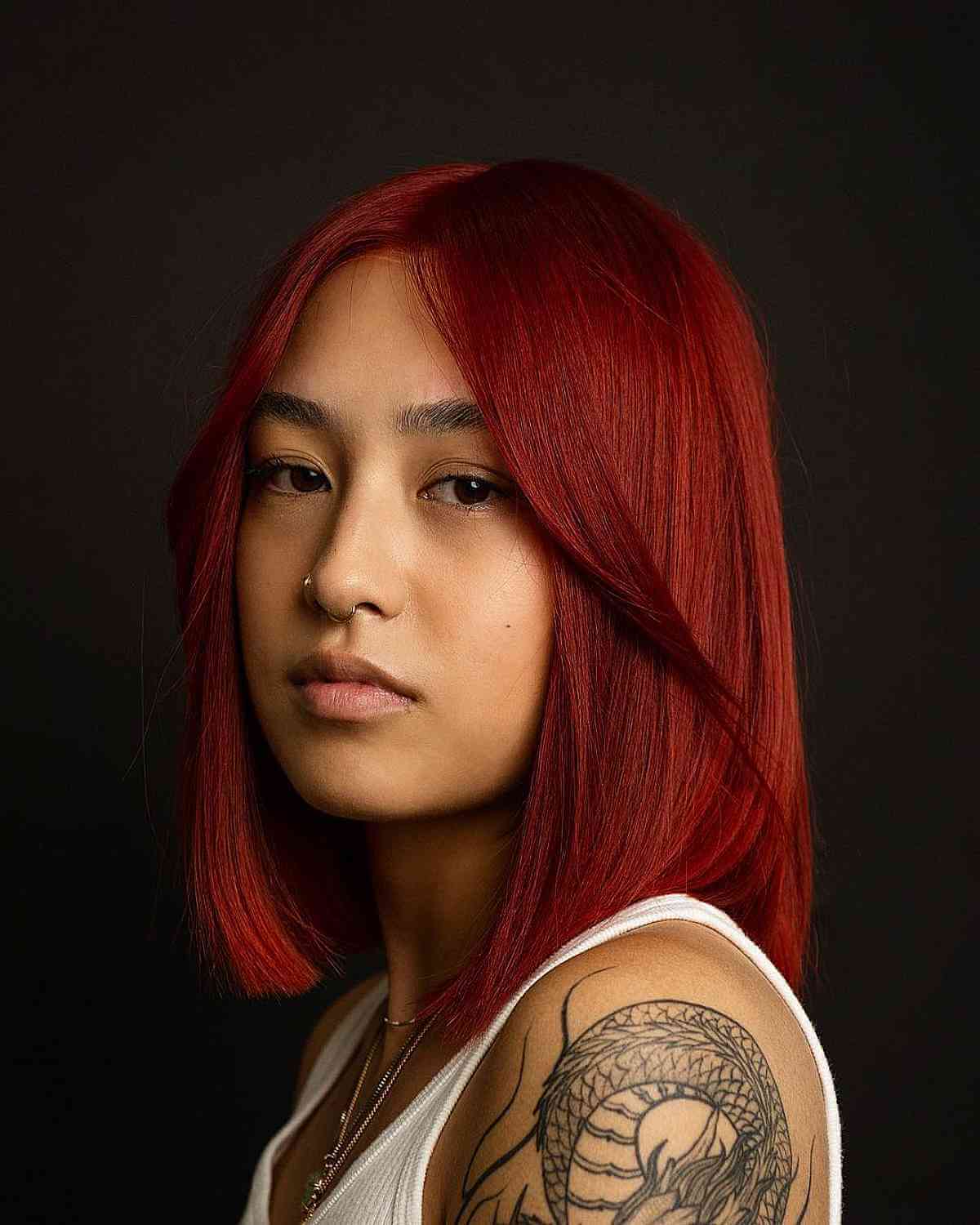 Fine Bob With Vibrant Bright Red — Classy Bright Red Hair