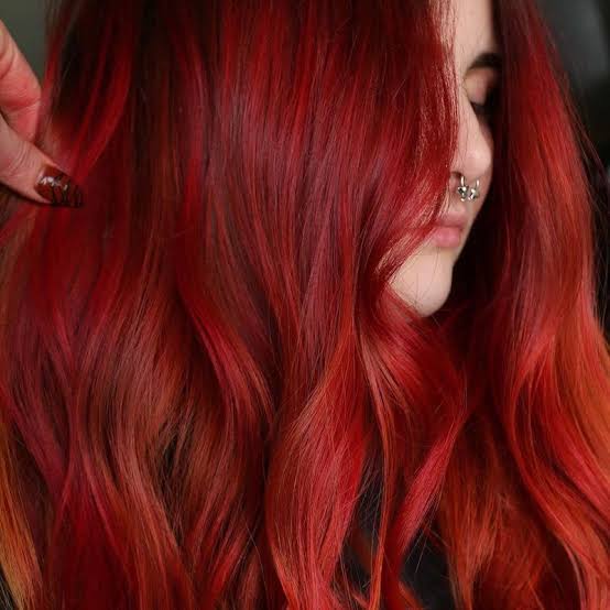 Bright Red Balayage With Orange Undertones — Classy Bright Red Hair