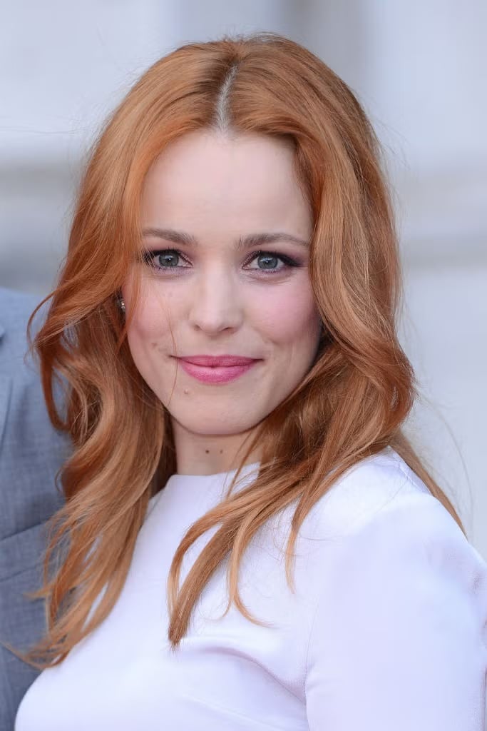 Shoulder Length Copper Red With Curtain Bangs — Classy Bright Red Hair
