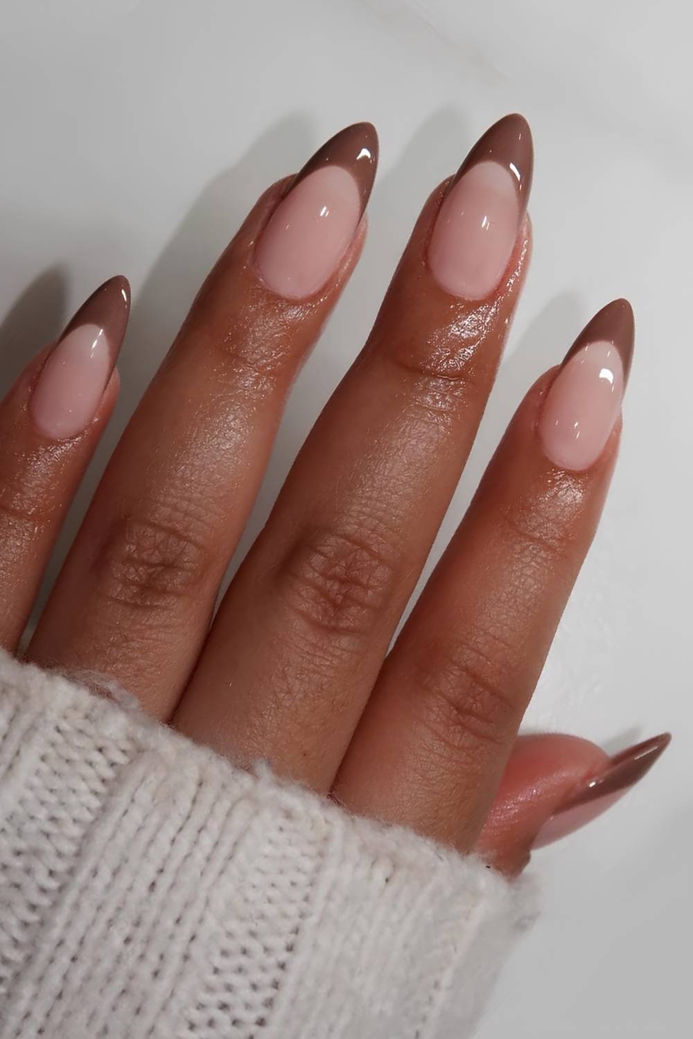 Brown French Tip Medium Almond Nails Brown French Tip Medium Almond Nails — Classy Brown Almond Nails