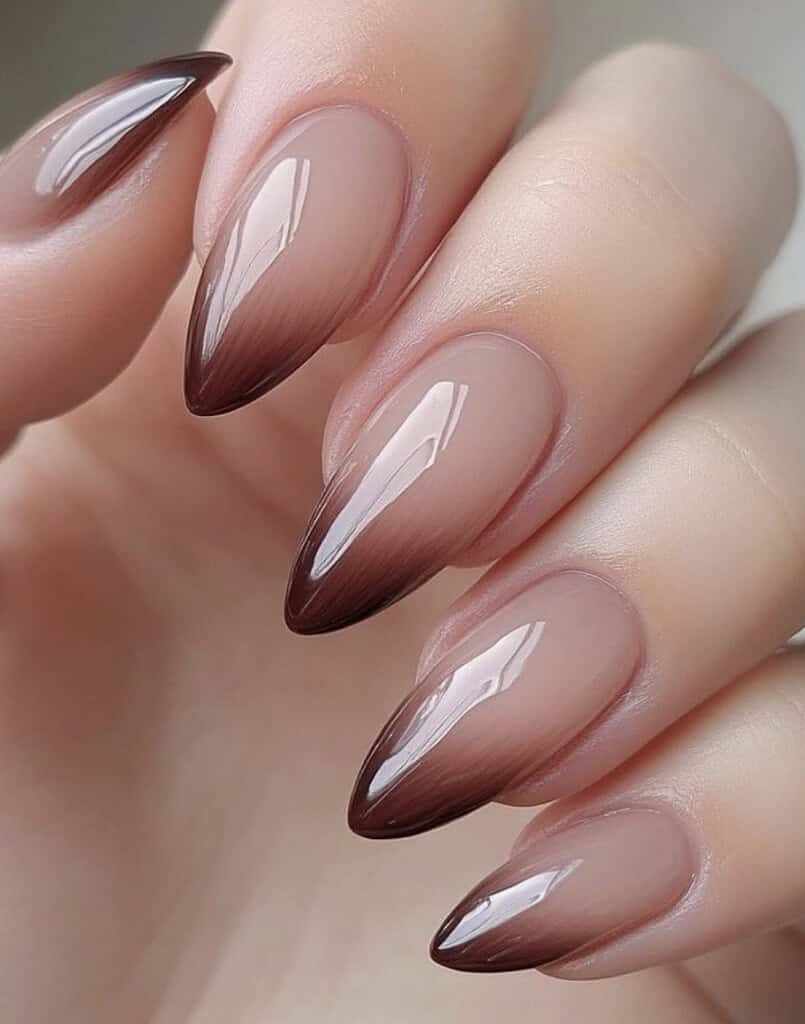 Long Stiletto French Ombre Nails Long Stiletto French Ombre Nails — Classy Brown Ombre Nails