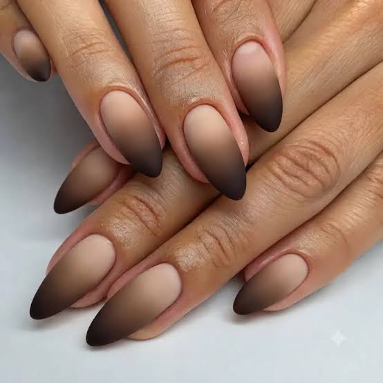 Medium Square Matte Brown Ombre Medium Square Matte Brown Ombre — Classy Brown Ombre Nails