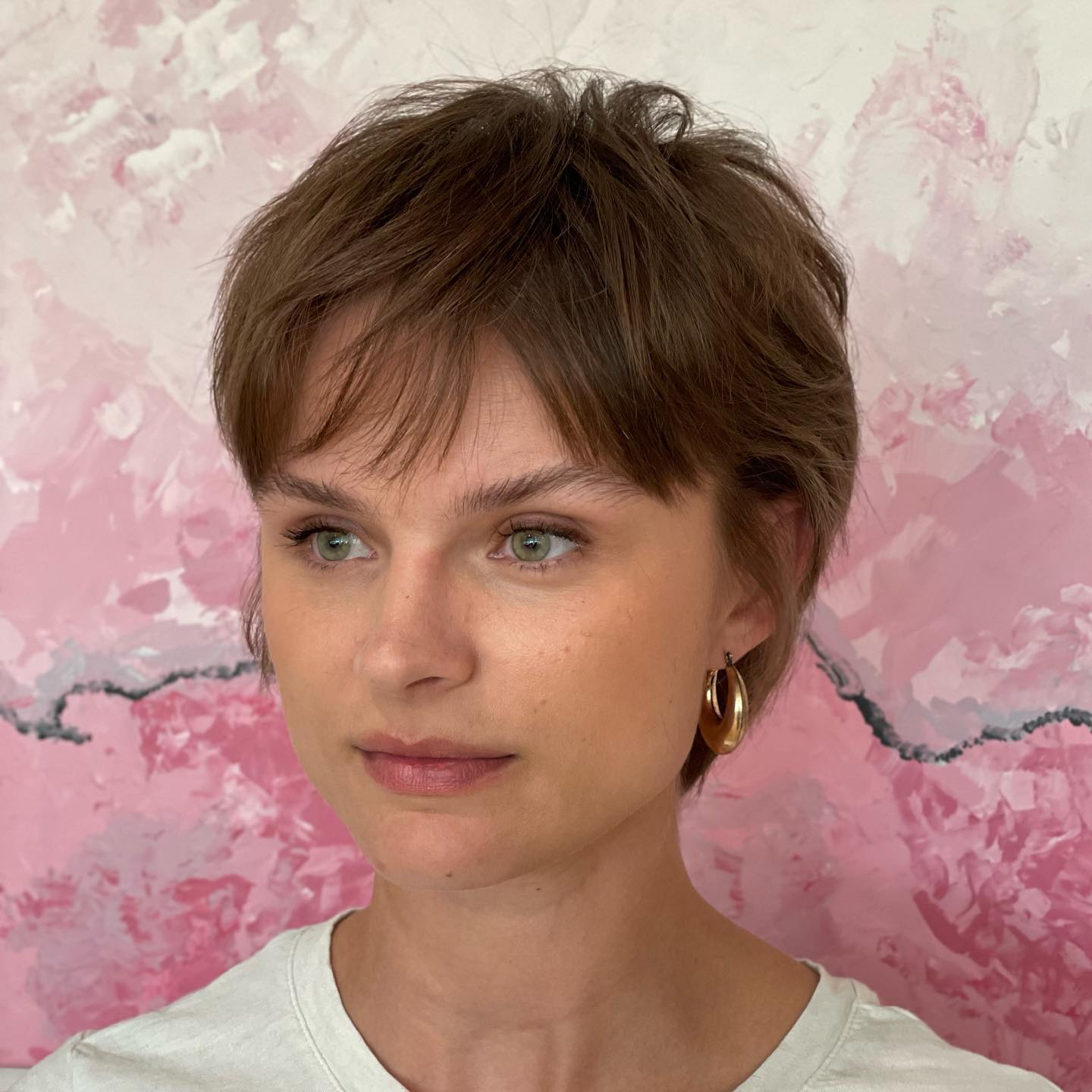 Medium Brown Pixie with Wispy Bangs — Classy Brown Pixie
