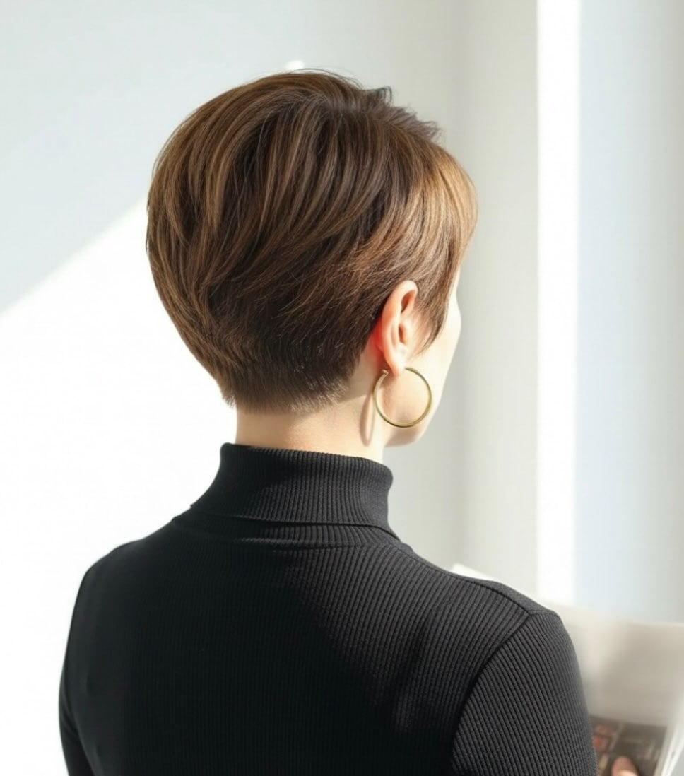 Classic Pixie with Tapered Nape — Classy Brown Pixie