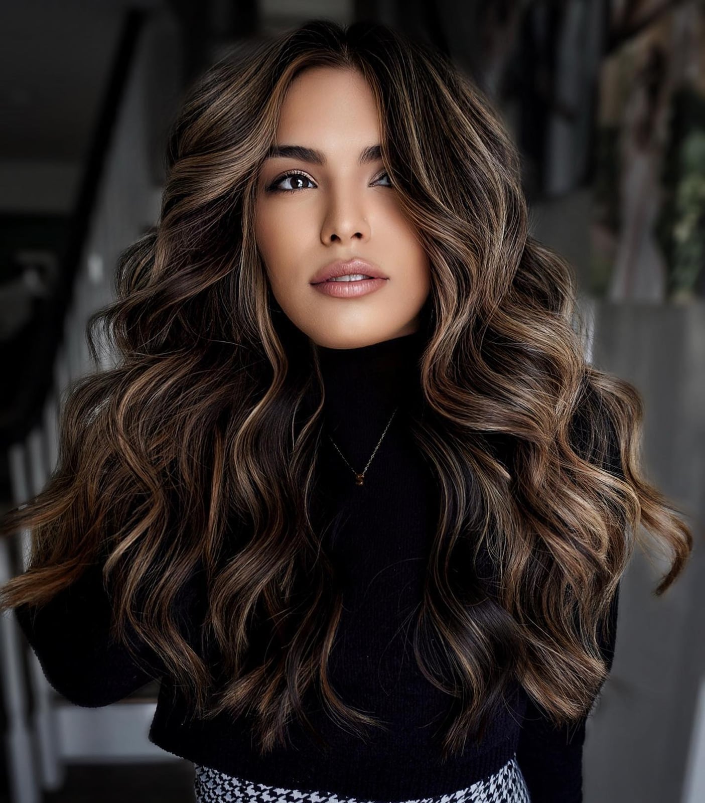 Ash Mushroom Brown Mid-Back With Blonde Balayage — Classy Brunette Hair Colors