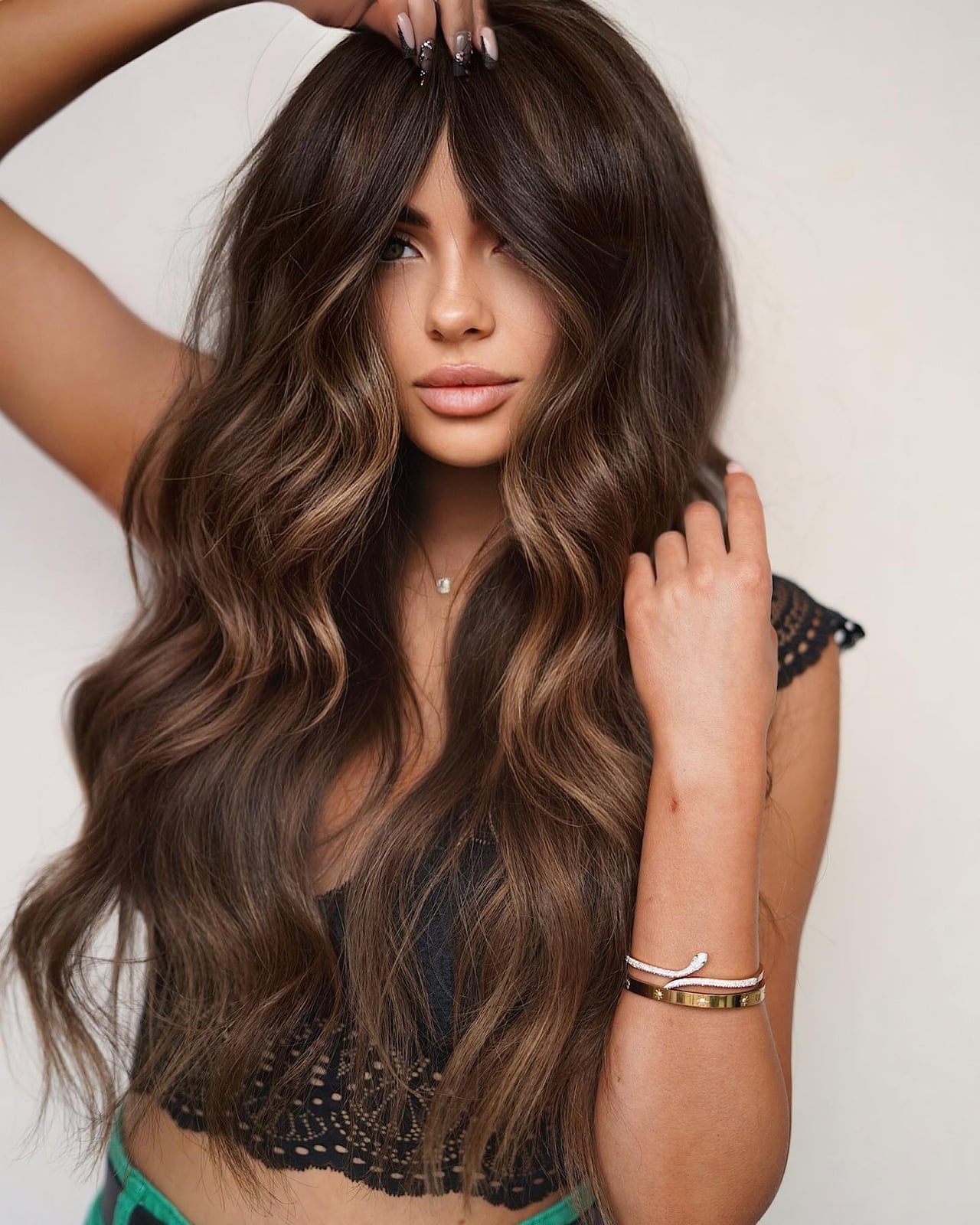 Chocolate Brown Mid-Back With Caramel Balayage — Classy Brunette Hair Colors